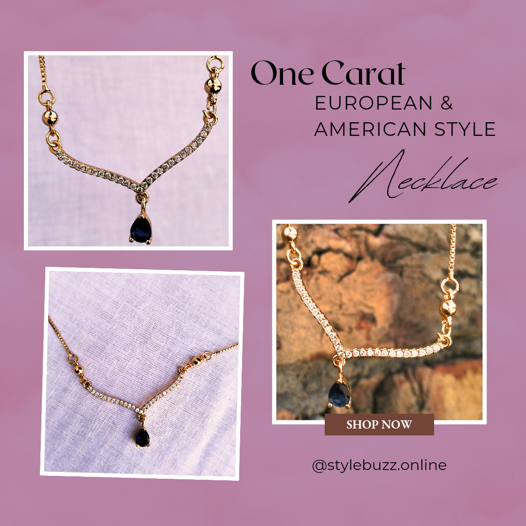 Simple Luxury American & Europeans Y_Shaped Neckless Blue Diamond ( 1 Carat )