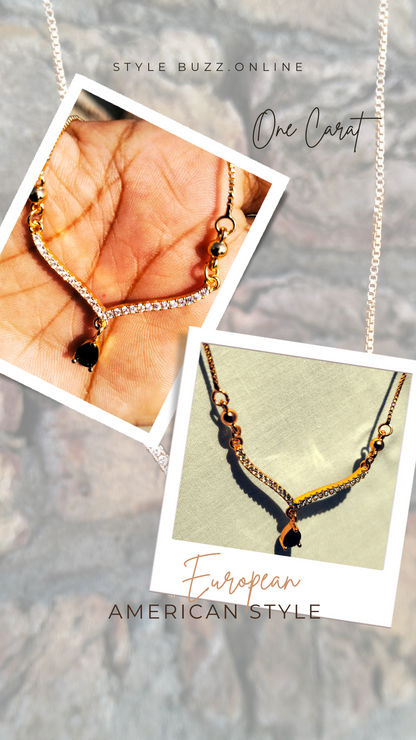 Simple Luxury American & Europeans Y_Shaped Neckless Blue Diamond ( 1 Carat )